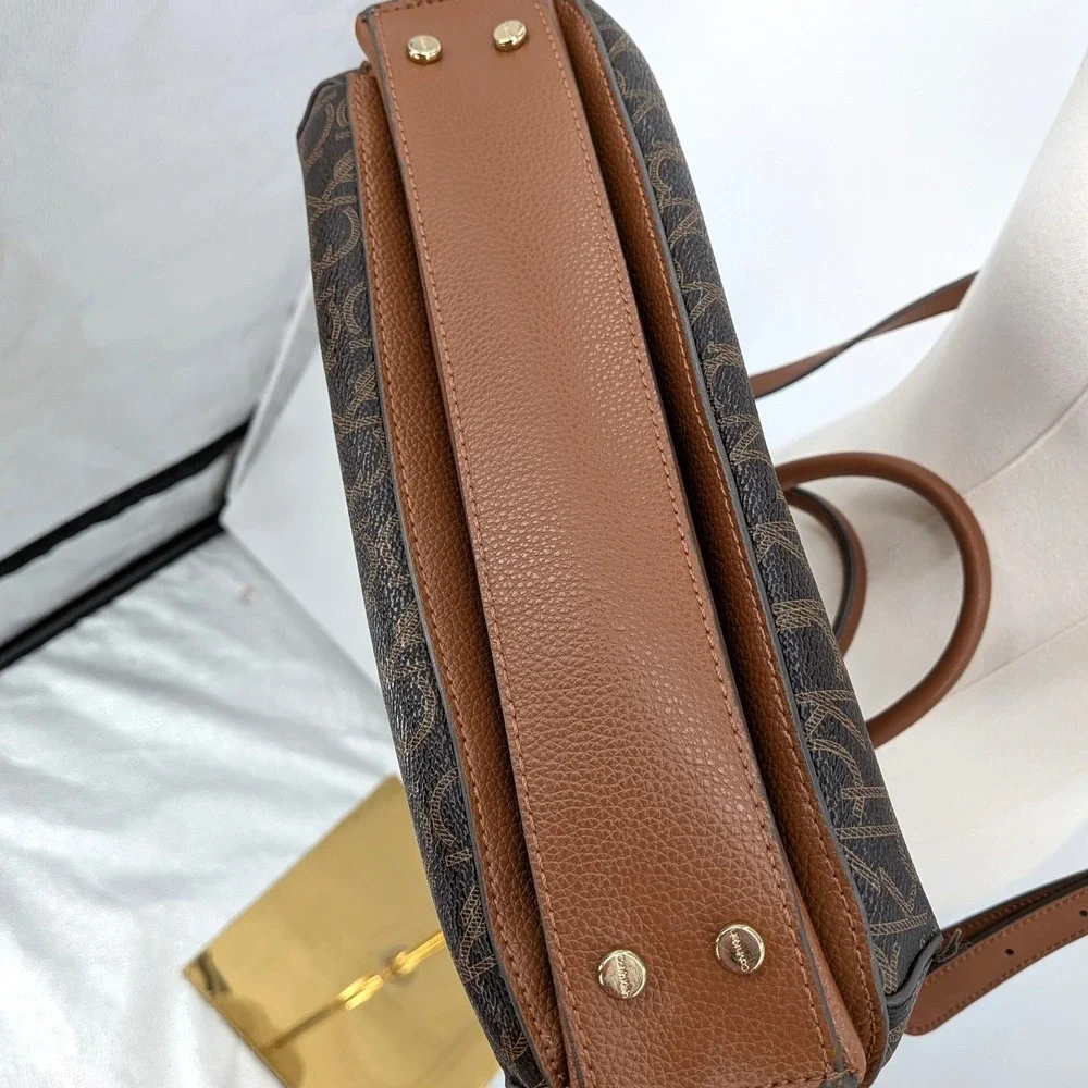 Calvin Klein Monogram Satchel Shoulder Bag Brown‎ Logo Crossbody